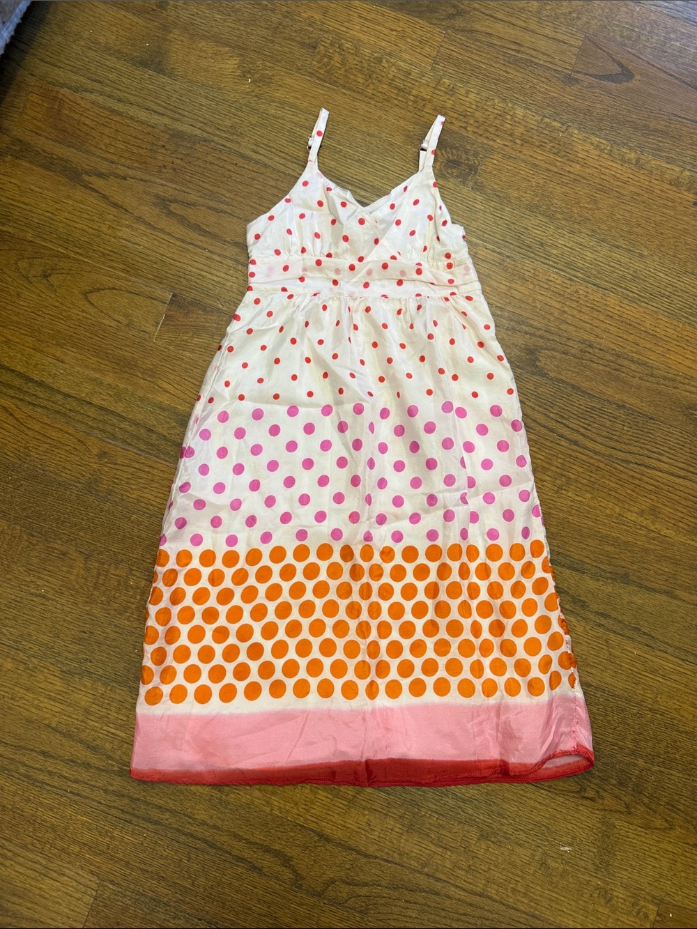 Girls Polka Dot Spaghetti Strap Dress - Pink, Orange